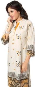 Parlor-of-Print Off white Long Kurti for Fashionable Women