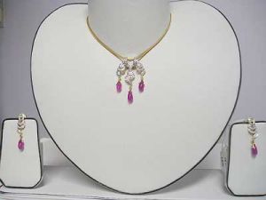 Diamond Studded Pendant Set