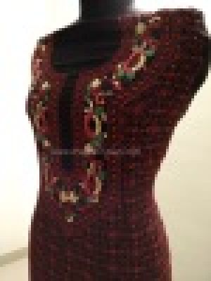 Chikankari Suit with Parsi Hand Embroidered Neckline