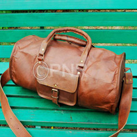 Leather Duffel Round Leather Travel Bag