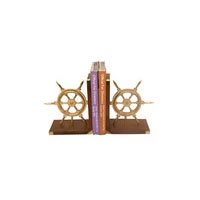 Brass Ship Wheel Bookends