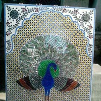 glass artwork peacock