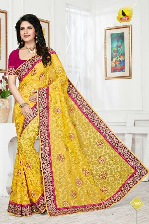 RB-1002 Yellow Regal Beauty Designer Party Wear Saree