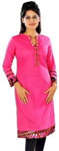 Pink Front V Neck Kurti