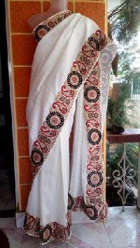 Ladies Raw Silk Lace Border Sarees