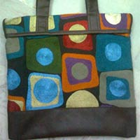 Tote Bag with Leather and Chainstitch