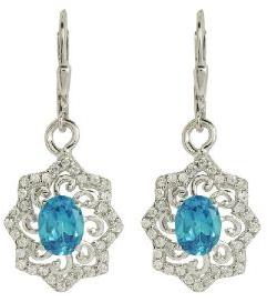 Blue and White Topaz Gemstone 925 Silver Earring