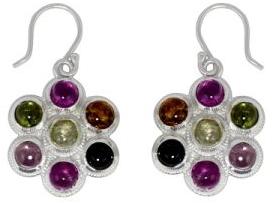 925 Silver Multi Color Tourmaline Gemstone Earrings