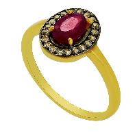 Designer Ruby With White Topaz Gemstone 925 Silver Ring