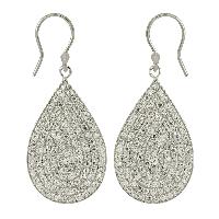 925 Sterling Silver Drop Shaped White Topaz Gemstone Hook Earrings