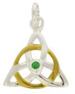 Emerald Triquetra 925 Sterling Silver Pendant