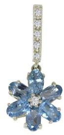 Flower Looking Blue and White Topaz 925 Sterling Silver Pendant