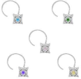 Multi CZ Gemstone 925 Sterling Silver Pack Of 5 Nose Pin For Womens