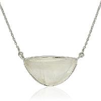 Semi Circle Rainbow Moonstone 925 Silver Necklace