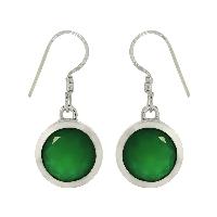 Shiny Green Onyx Gemstone 925 Silver Earring