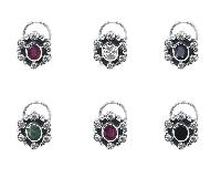 Stylish Multi CZ Gemstone 925 Sterling Silver Pack of 6 Nose Pin