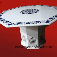 Marble Inlay Table Top with Marble Stand
