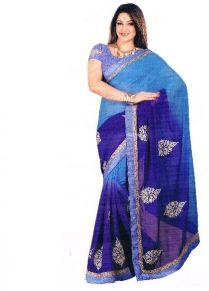 Ethnic Indian Bollywood Chiffon Shaded Blue Saree