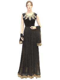 Ethnic Indian Bollywood Georgette Black Long Dress Gown