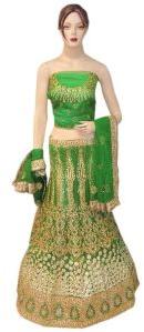 Fancy Exclusive Netted Green Bridal Lehenga Choli