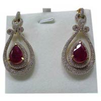 Ruby Emerald Stud Earrings