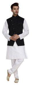 Mens Quilted Black Nehru Jackets