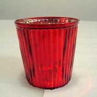 Antique Ribbed Red Glass Votive