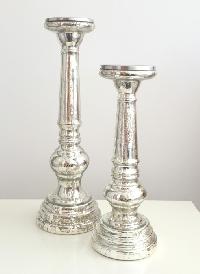 antique silver pillar candle holder