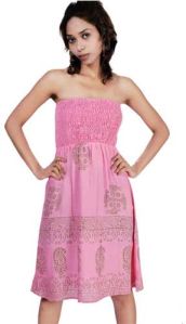 Cotton Hand Block Printed Bustier Dress