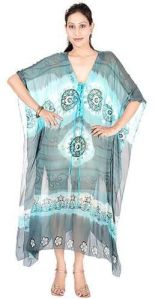 Cotton Hand Block V Neck Kaftan