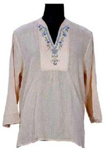 Cotton Hand Embroidered Lurex Kurti Top