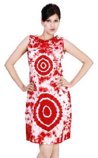 Cotton Hand Tie Dye Boat Neck Dress