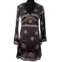 Enlarge View Satin Silk Hand Block Printed Kaftan