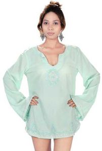 Satin Silk Hand Sequenced Kurti