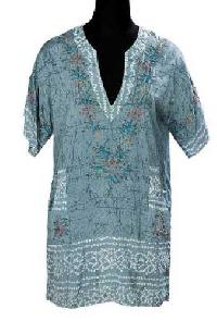 Silk Hand Bandhani Short Sleeve Kurti