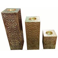 Wooden Brass Fitted Candle Stands