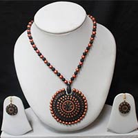 Terracotta Designer Jewelry Large Circular Pendant