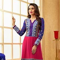 Heavy Embroidered Blue Pink Anarakali Suit