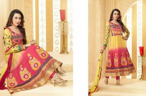 Heavy Embroidered Yellow Orange Anarakali Suit