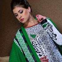 Stylish Printed Green White Salwar Suit