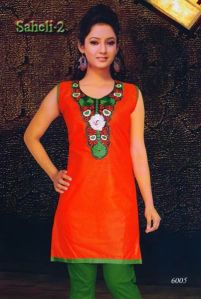 Traditional Orange Ladies Kurti