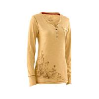 Ladies Long Sleeve Waffle T-shirt with Chest Pocket and Print