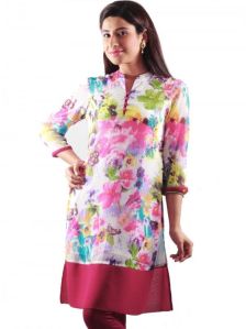 Floral Print White Kurtis