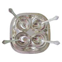 Silver Finish Plated 4 Bowl Tray Set