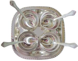 Silver Finish Plated 4 Bowl Tray Set