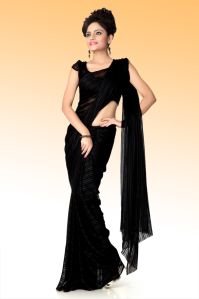 Black Chiffon Saree with Unstitched Blouse