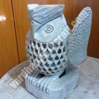 Soft Stone Undercut Owl Sculpture