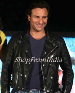 Custom Made Bollywood Star Saifali Khan Black Lamb Leather Jacket