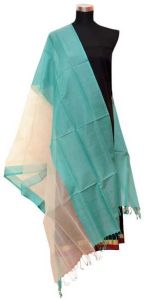 Blue White Organza Maheshwari Silk Dupatta (Design No. D0012)