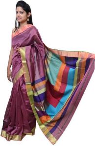 Dark Onion Pink Maheshwari Silk Saree (Design No. S0002)